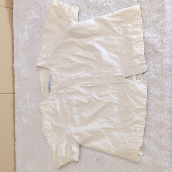 Emanuel Ungaro| White Blouse Puff Sleeve Crinkle Top - Picture 7 of 12